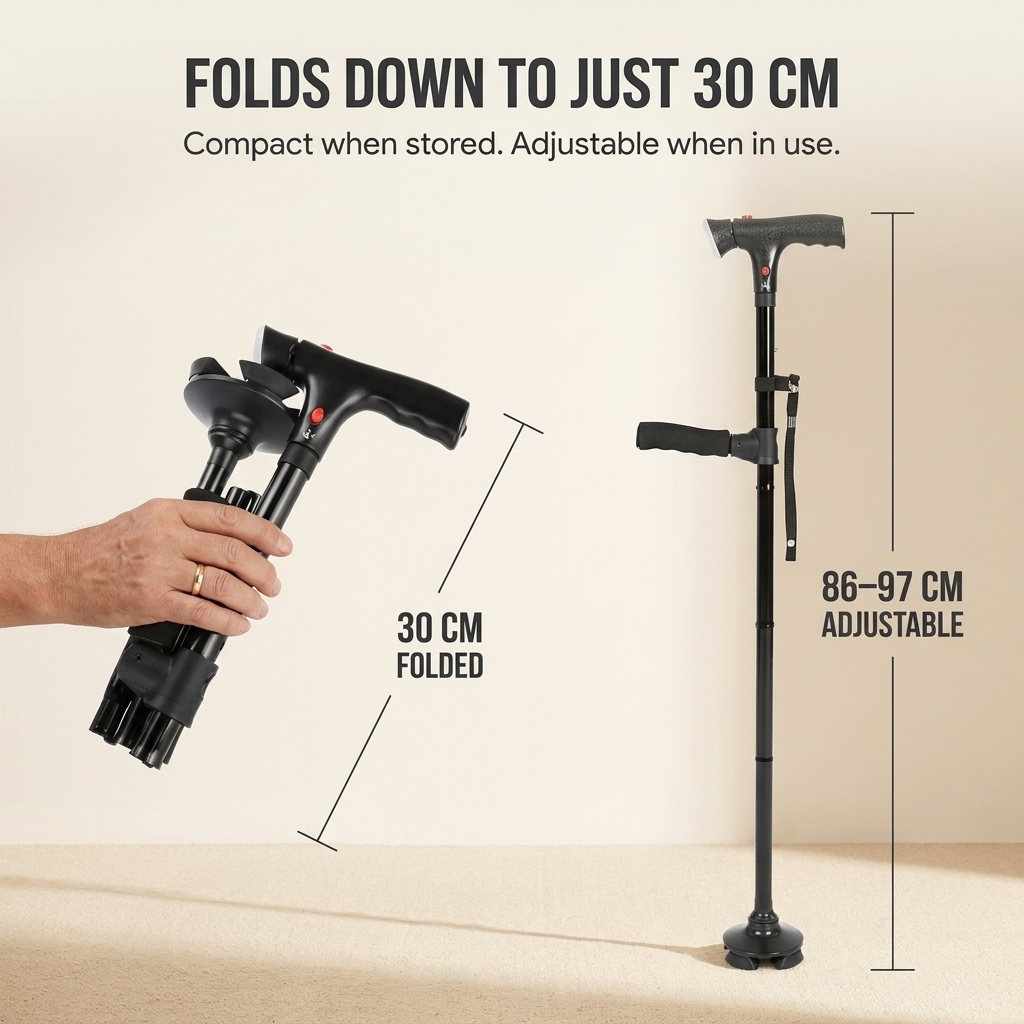 Eldrix Wandelstok – Ergonomische wandelstok van lichtgewicht metaal met antislip handvat VestraGear