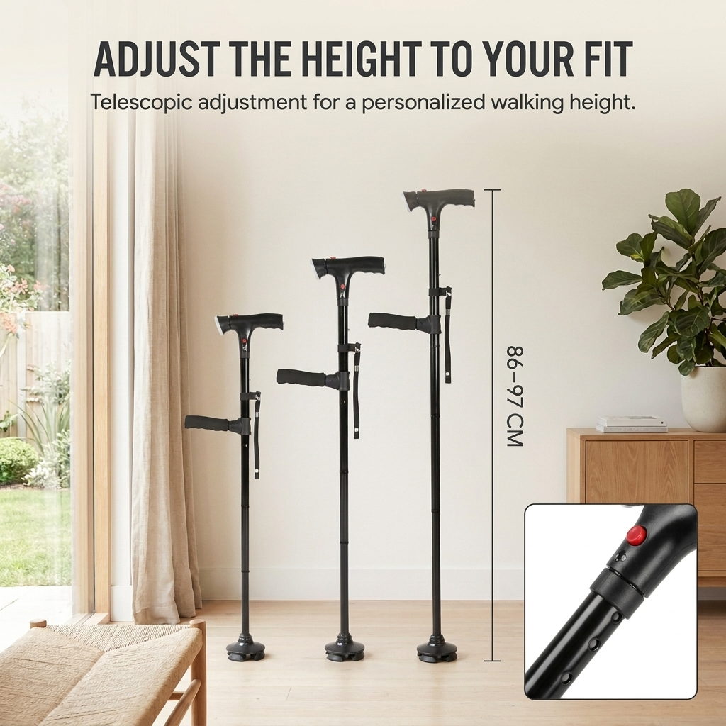 Eldrix Wandelstok – Ergonomische wandelstok van lichtgewicht metaal met antislip handvat VestraGear