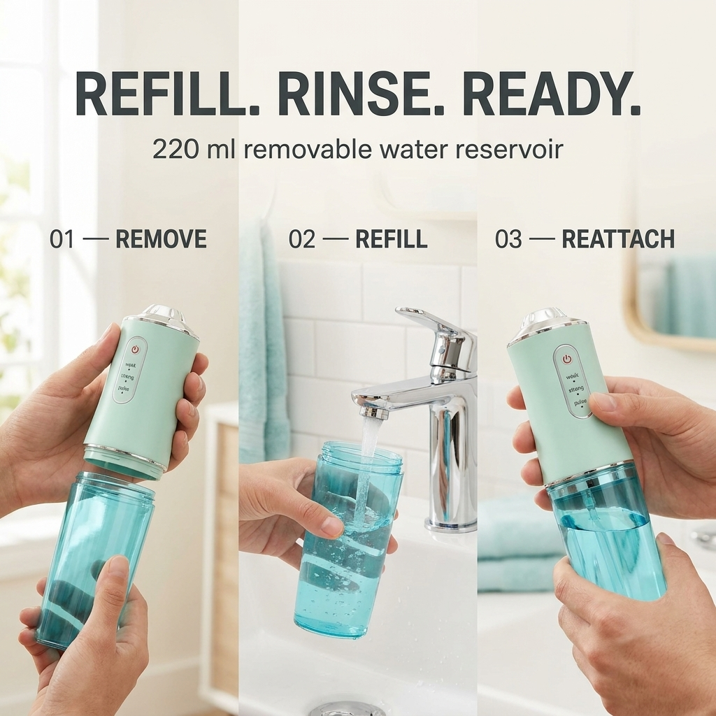 Waterflosser – 3 Drukstanden &amp; 360° Roterende Sproeikop Vestragear