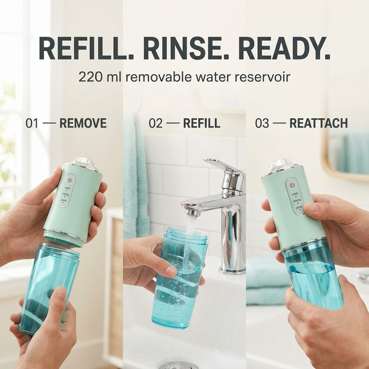 Waterflosser – 3 Drukstanden &amp; 360° Roterende Sproeikop Vestragear