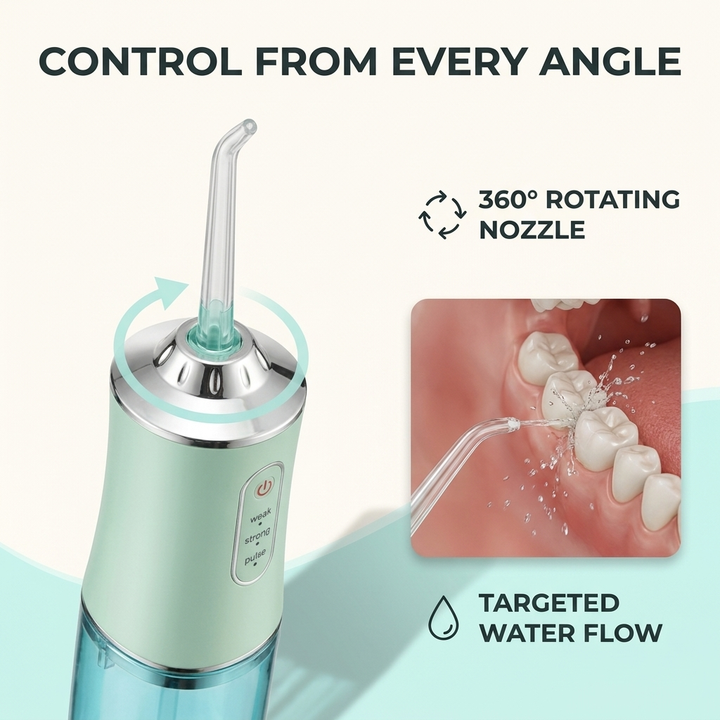 Waterflosser – 3 Drukstanden &amp; 360° Roterende Sproeikop Vestragear