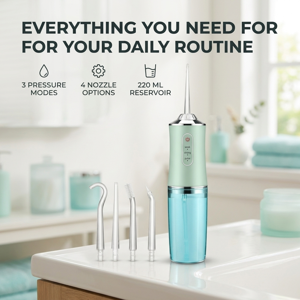 Waterflosser – 3 Drukstanden &amp; 360° Roterende Sproeikop Vestragear