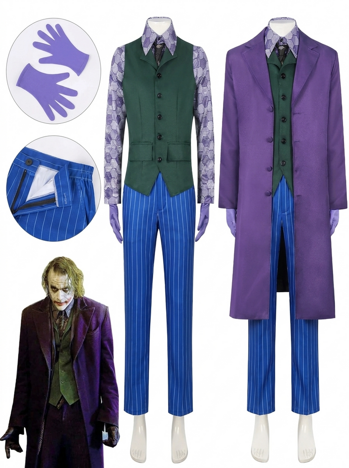 JesterWear – Clown Kostuum Volwassenen – Complete Set met Jas, Vest &amp; Stropdas VestraGear