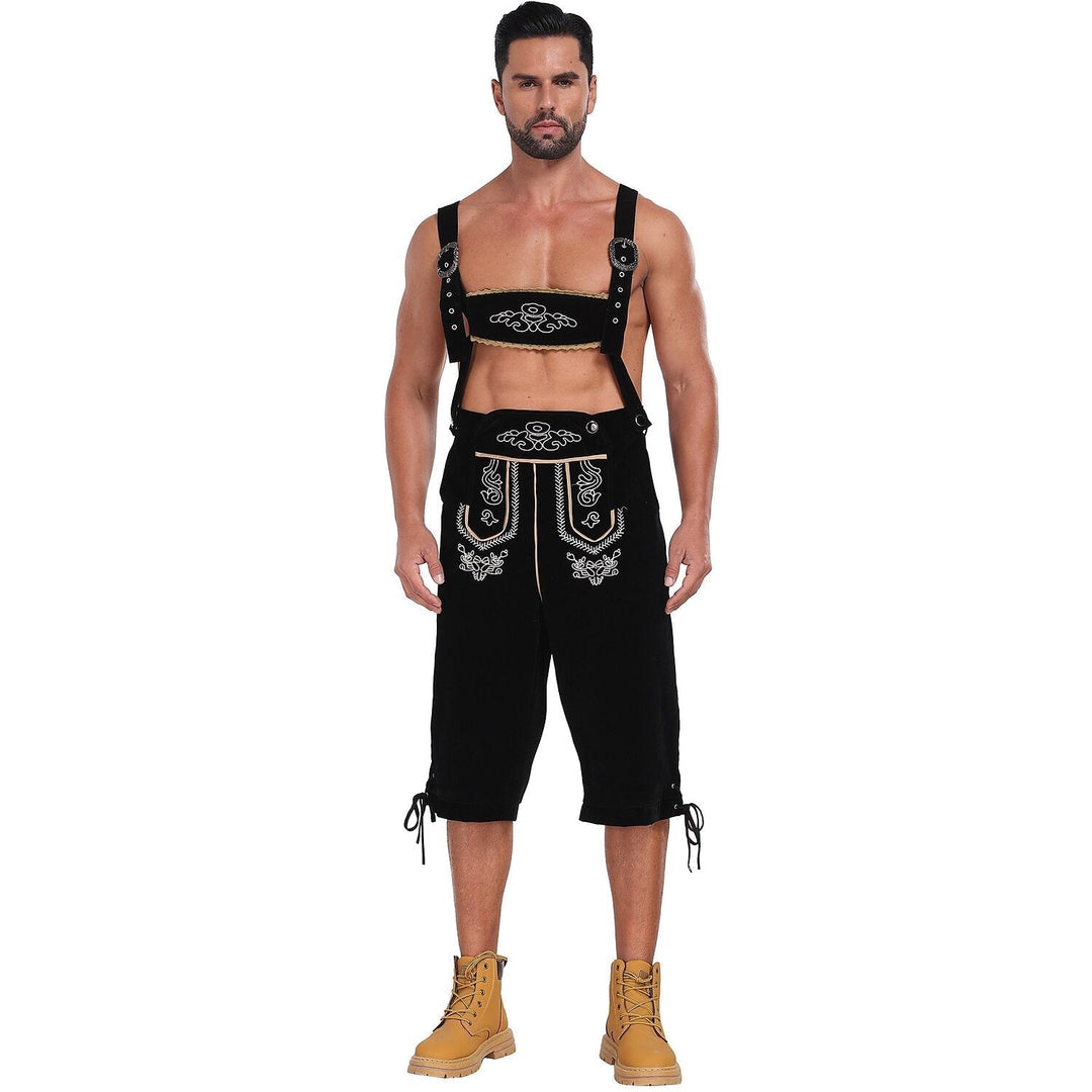 Bergkönig – Heren Lederhose met Borduursel &amp; Bretels – Authentieke Oktoberfest Kleding