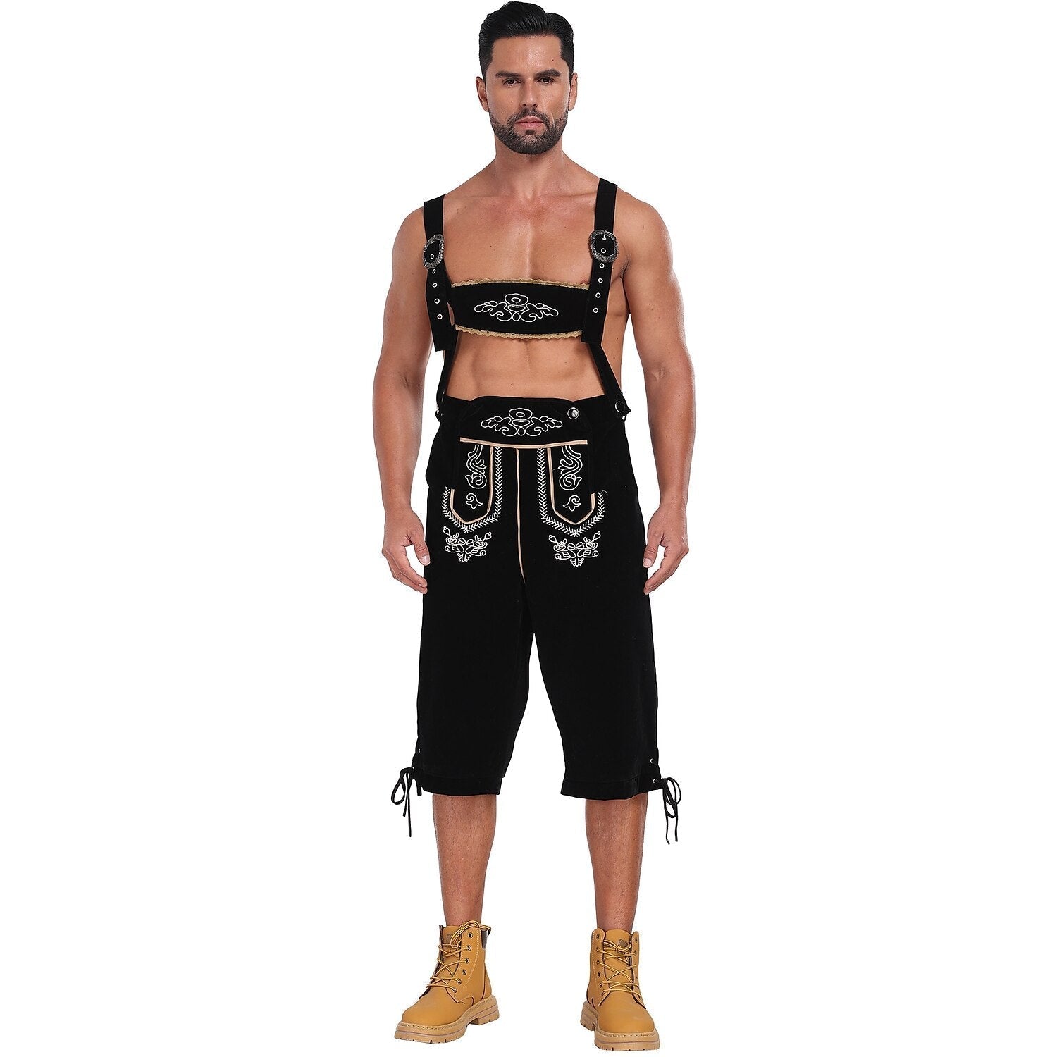 Bergkönig – Pantalons de cuir per a home amb brodat i tirants – Roba autèntica per a l'Oktoberfest