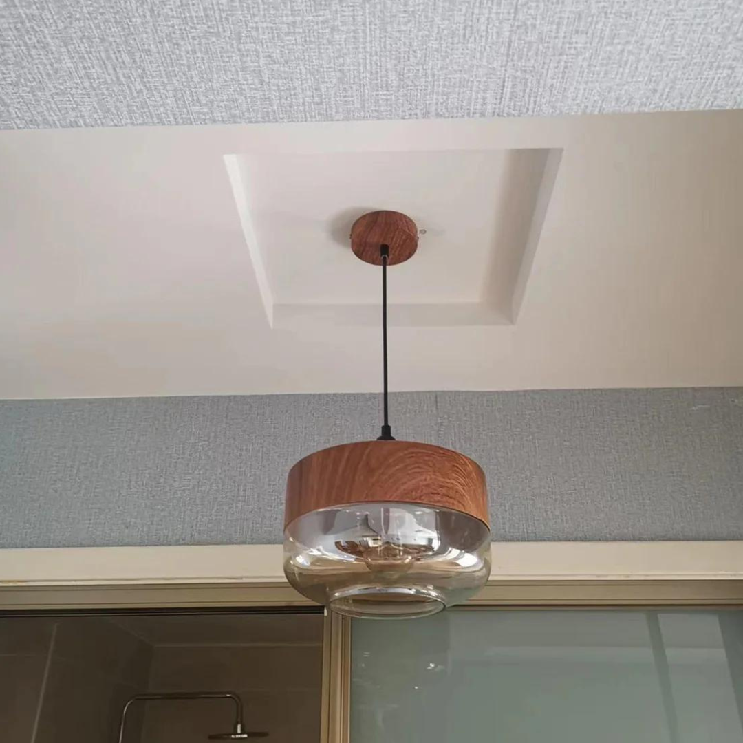Lunora – lampada da soffitto scandinava legno & vetro – moderna e accogliente