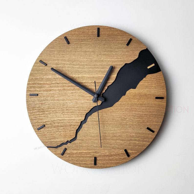 WoodAura – Houten Wandklok Minimalistisch Design – Moderne Woondecoratie