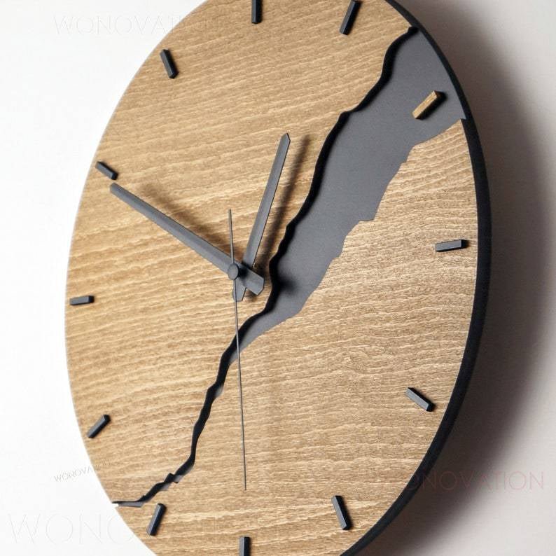 WoodAura – Reloj de Pared de Madera Diseño Minimalista – Decoración Moderna para el Hogar