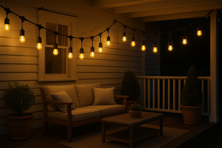 Festelio Iluminación de jardín – Guirnalda de luces de 48FT con 15 lámparas LED y brillo cálido de 2700K