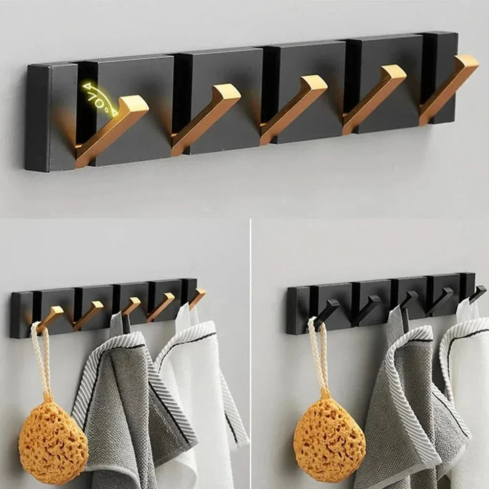 Opvouwbare wandhaak – Ruimtebesparend, stevig &amp; modern zwart met gouden accenten