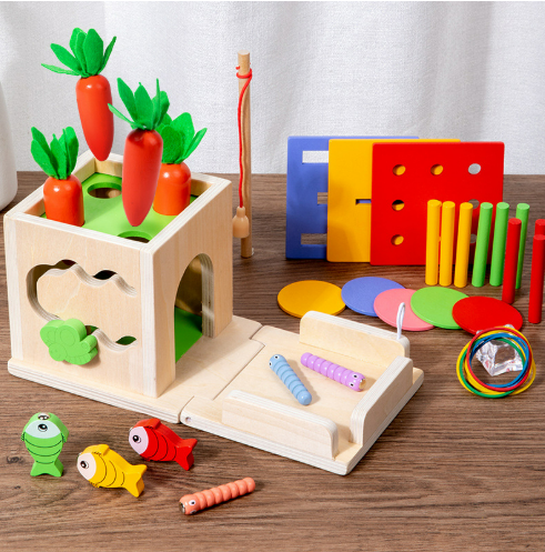 EduCube Houten Speelblok – 8-in-1 Montessori Speelgoed vanaf 6M