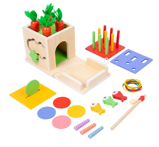EduCube Bloque de Madera – Juguete Montessori 8 en 1 desde 6M
