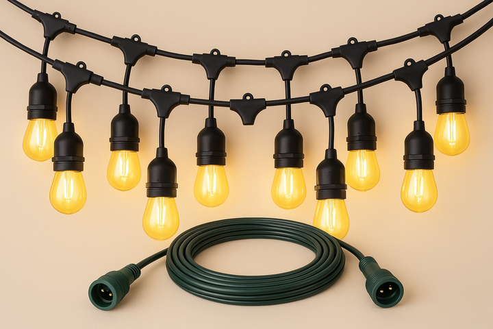 Festelio Iluminación de jardín – Guirnalda de luces de 48FT con 15 lámparas LED y brillo cálido de 2700K