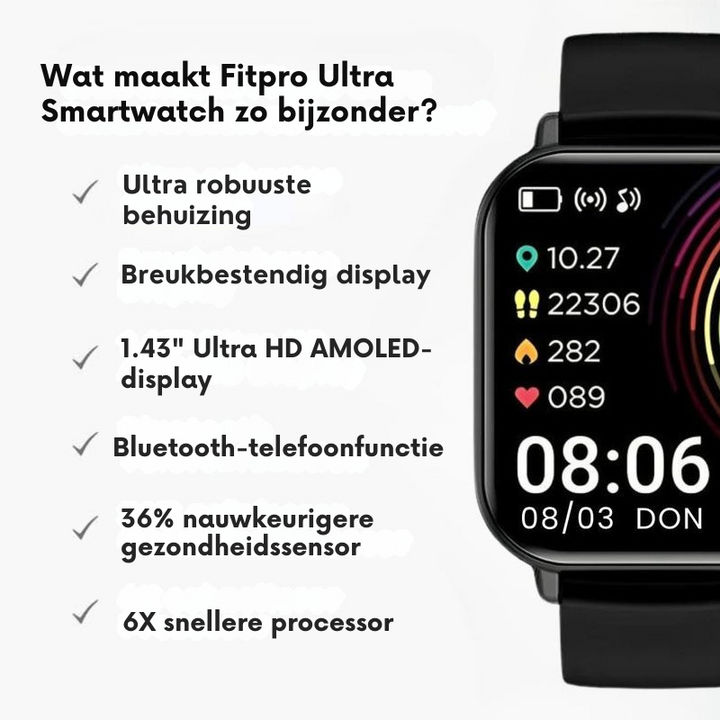 PulseMate Montre Intelligente – Fonctions de Santé &amp; Étanche IP68