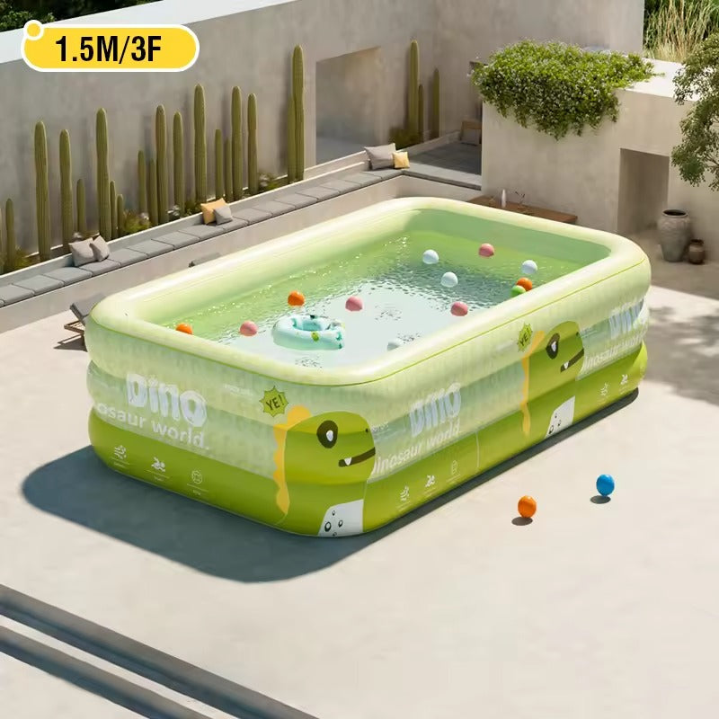 Opblaasbaar Kinderbadje – Dino Design met Zonnedak & Stevig PVC Vestragear