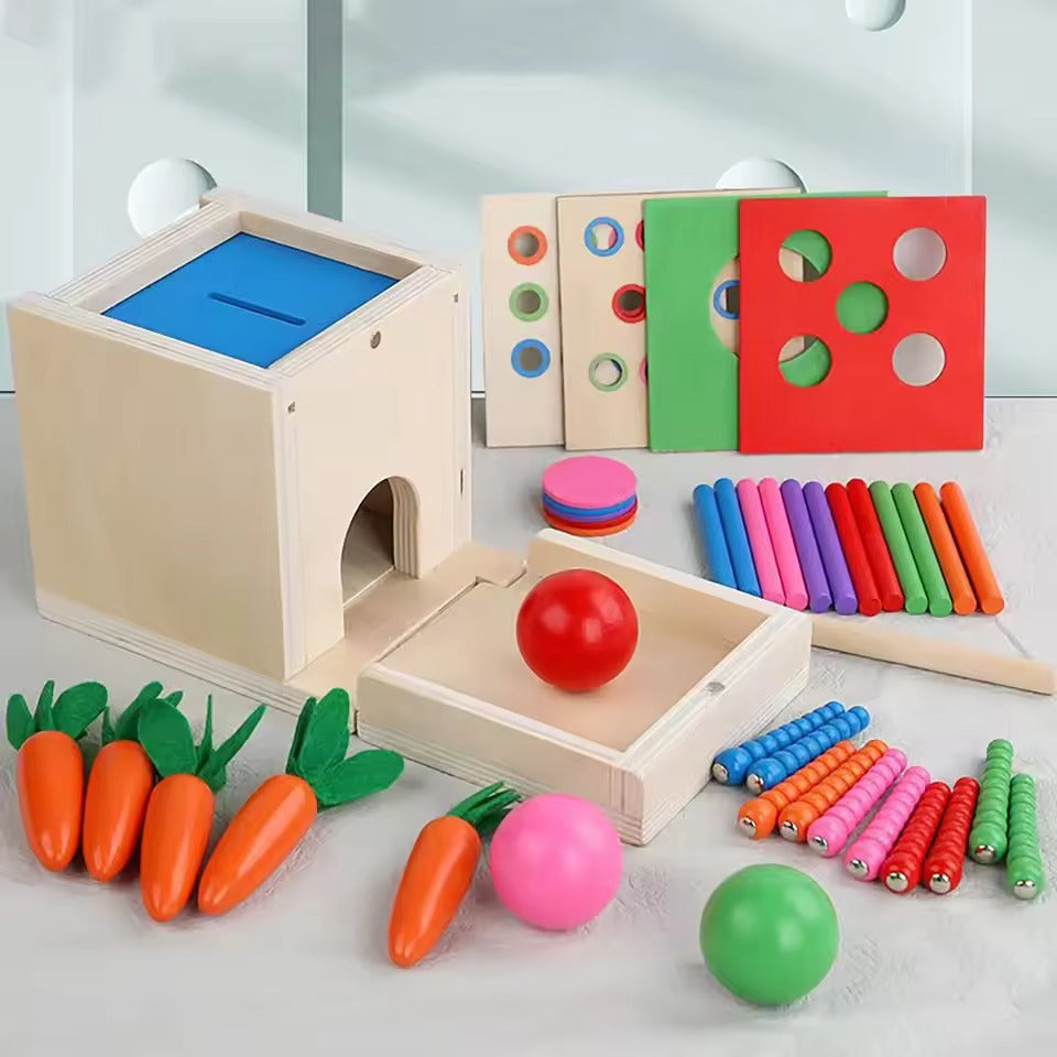 EduCube Bloque de Madera – Juguete Montessori 8 en 1 desde 6M
