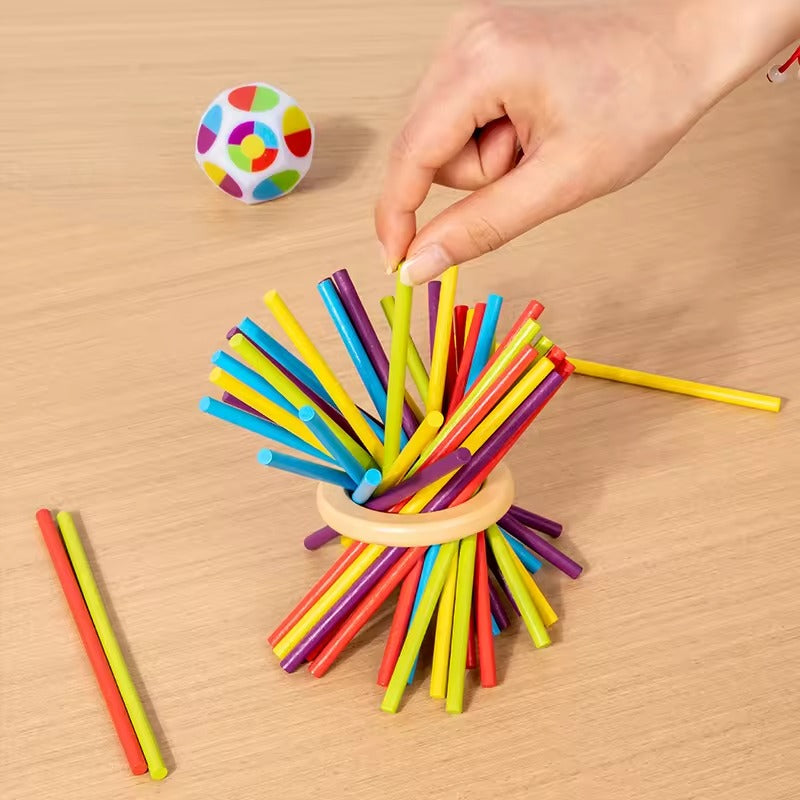 Playterra – Gioco Montessori Torre di Bastoni in Legno con Dado – 3+ anni
