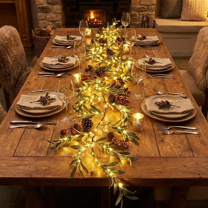 Lighted Olive Branch – Artificial Olive Stems Woven with Twinkling Fairy Lights Tevako