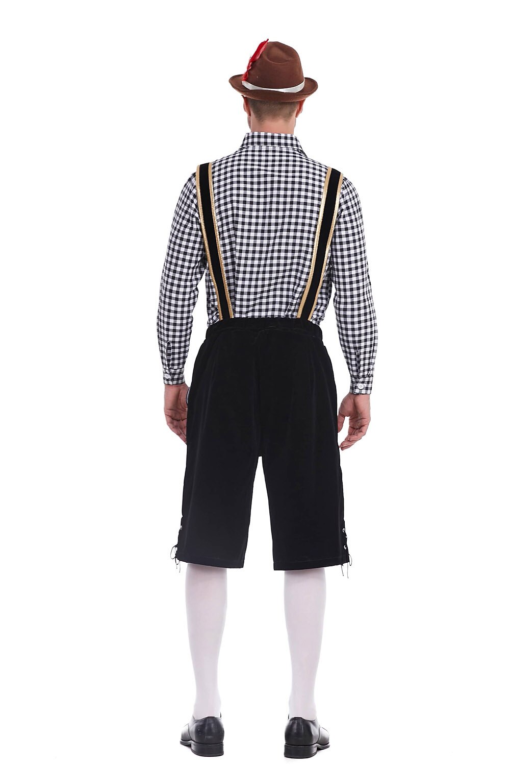 AlpenKönig – Costume homme avec Lederhose brodée & chemise à carreaux