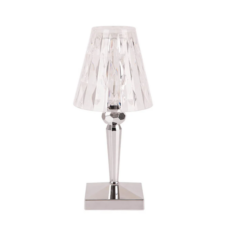 CrystalLuxe Lámpara de mesa – Lámpara de cristal de lujo con luz blanca cálida y acabado elegante