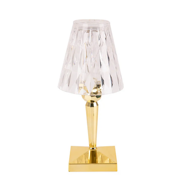 CrystalLuxe Lámpara de mesa – Lámpara de cristal de lujo con luz blanca cálida y acabado elegante