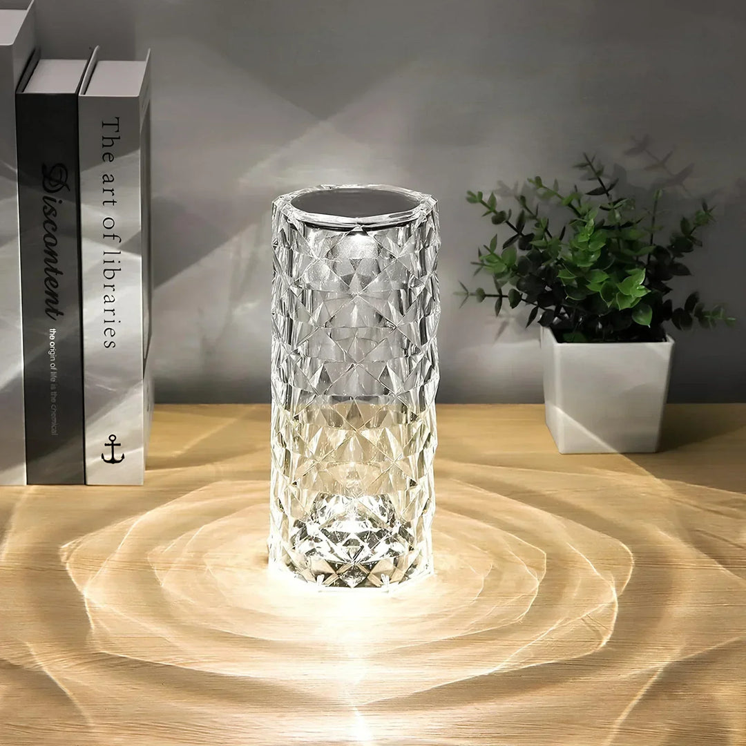 Aurora Kristallen Tafellamp – Dimbare oplaadbare LED lamp met 16 kleuren &amp; touchbediening