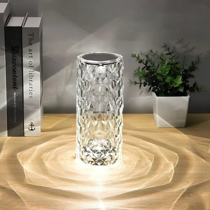 Aurora Kristallen Tafellamp – Dimbare oplaadbare LED lamp met 16 kleuren &amp; touchbediening