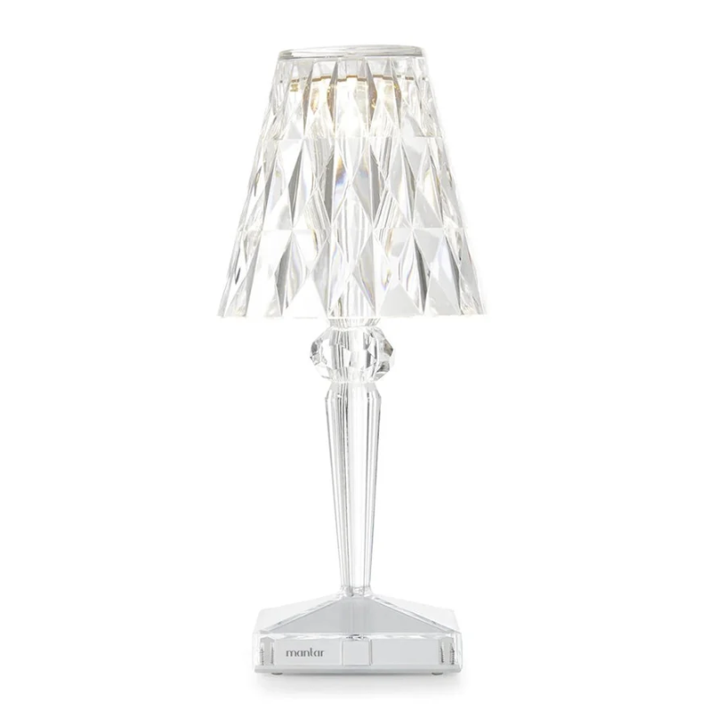 CrystalLuxe Lámpara de mesa – Lámpara de cristal de lujo con luz blanca cálida y acabado elegante