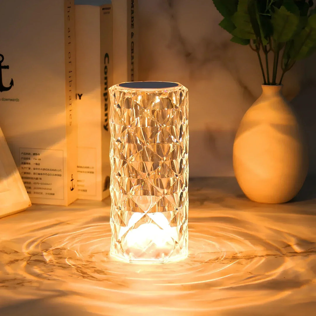 Aurora Kristallen Tafellamp – Dimbare oplaadbare LED lamp met 16 kleuren &amp; touchbediening