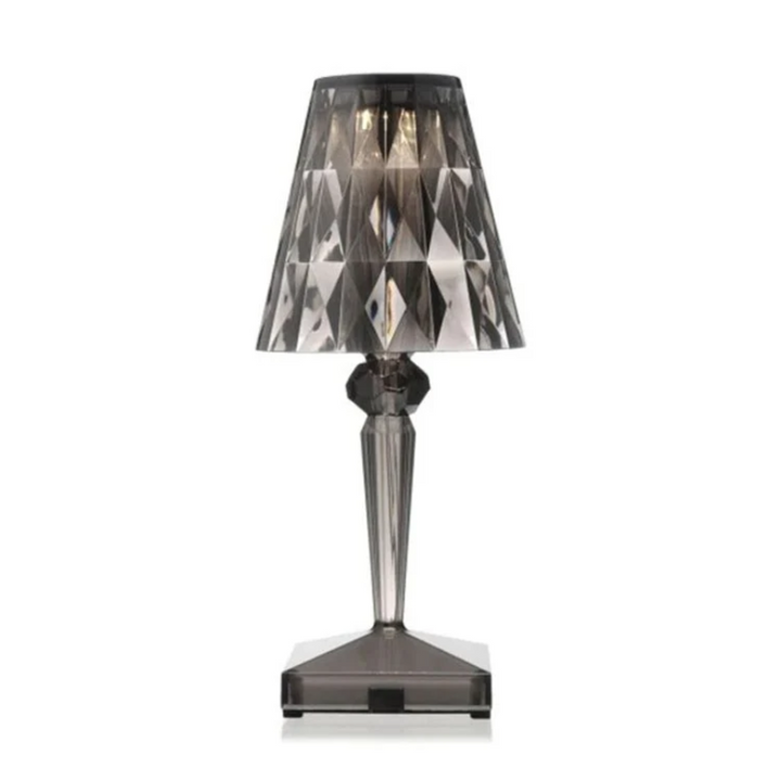 CrystalLuxe Lámpara de mesa – Lámpara de cristal de lujo con luz blanca cálida y acabado elegante