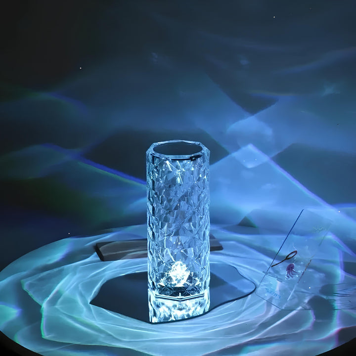 Aurora Kristallen Tafellamp – Dimbare oplaadbare LED lamp met 16 kleuren &amp; touchbediening