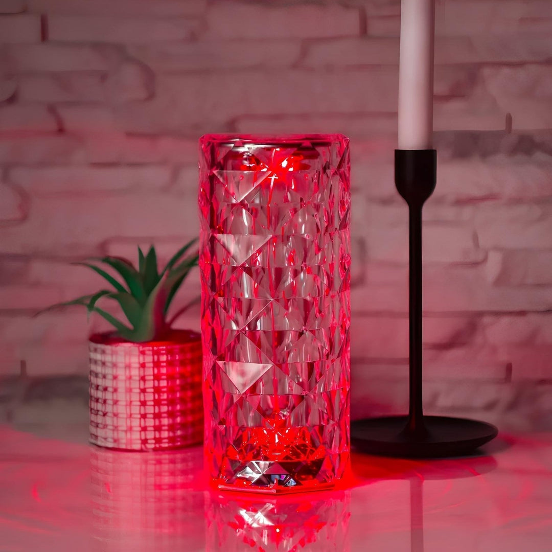Aurora Kristallen Tafellamp – Dimbare oplaadbare LED lamp met 16 kleuren &amp; touchbediening