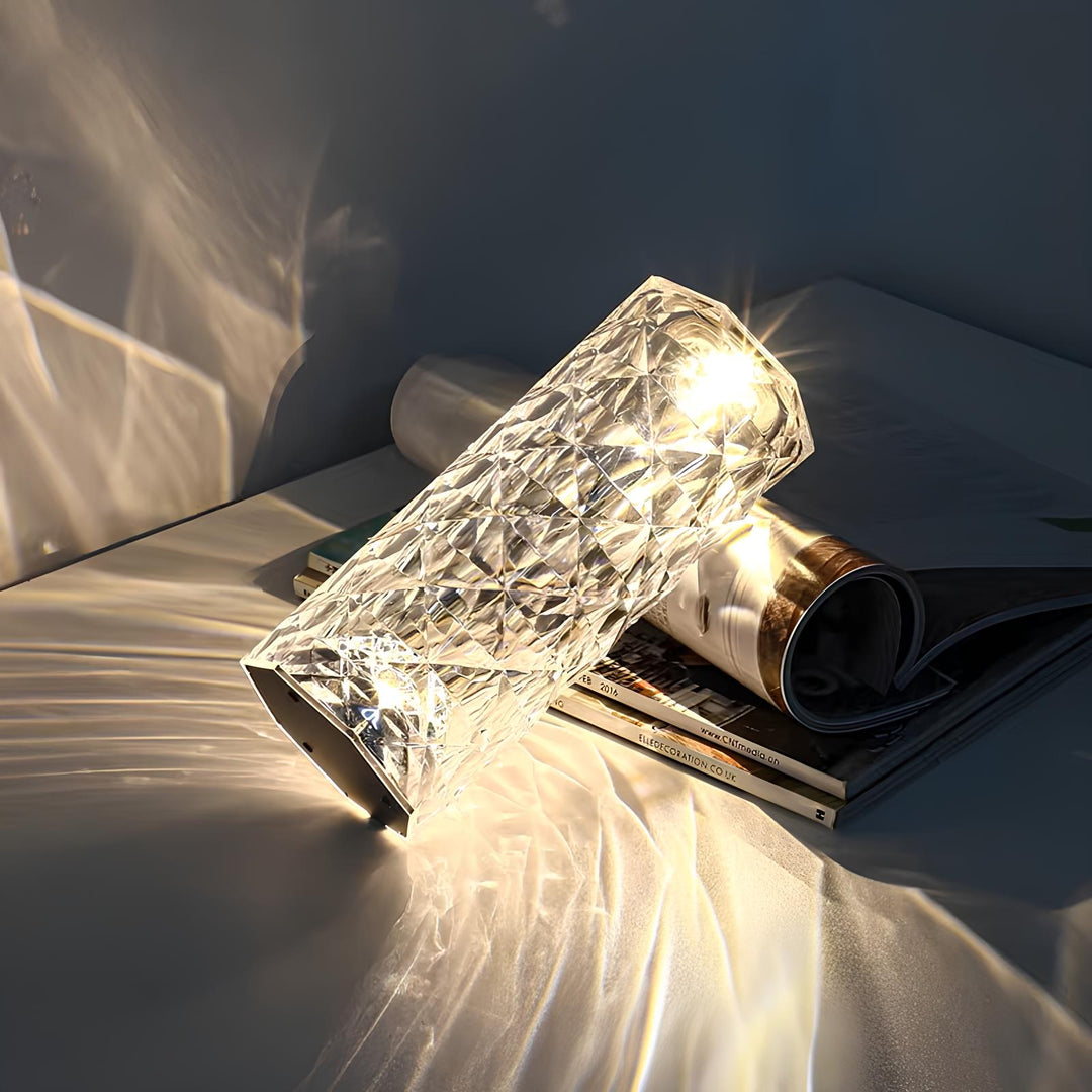Aurora Kristallen Tafellamp – Dimbare oplaadbare LED lamp met 16 kleuren &amp; touchbediening