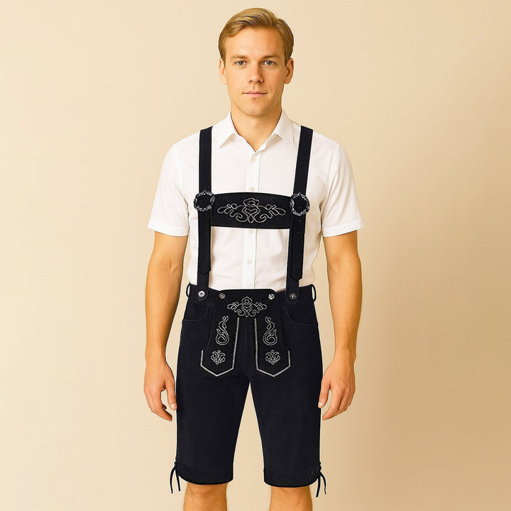 Alpenjunge Heren Lederhosen-Shorts – Met Borduursel voor Oktoberfest &amp; Feest