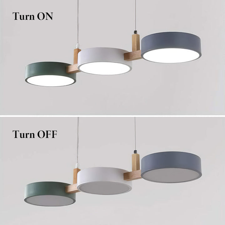 Nordura Suspension – Design cylindrique scandinave avec plusieurs points lumineux LED et accents en bois