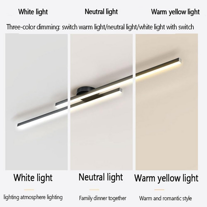 Norvion Plafondlamp – Lampada da soffitto LED allungata in alluminio con design minimalista elegante