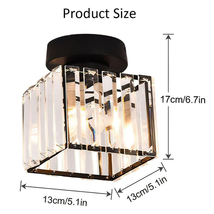 Montaro Plafondlamp – Zwarte plafondlamp met kristallen kap en messing accenten