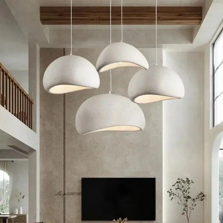 Zenara hanglamp – Japandi plafondlamp van matte hars met minimalistisch &amp; organisch design