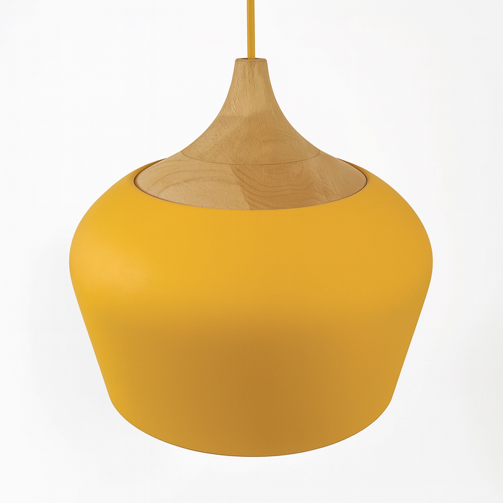Coloria Pastel Hanglamp – Aluminium &amp; Hout met Verstelbaar Snoer in Retro Design