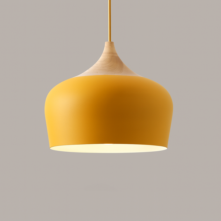 Coloria Pastel Hanglamp – Aluminium &amp; Hout met Verstelbaar Snoer in Retro Design