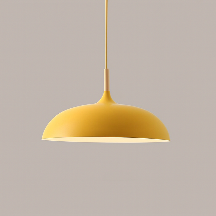 Coloria Pastel Hanglamp – Aluminium &amp; Hout met Verstelbaar Snoer in Retro Design