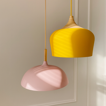 Coloria Pastel Hanglamp – Aluminium & Hout met Verstelbaar Snoer in Retro Design