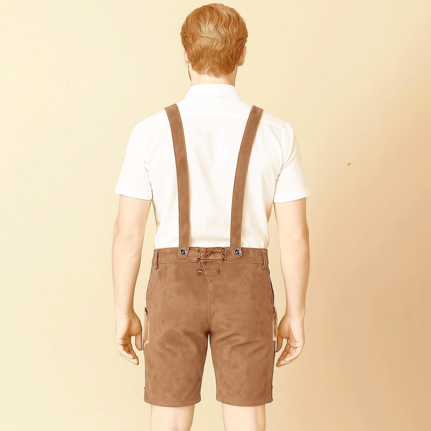 BergKraft – Pantalons curts de cuir per a home amb brodat – Negre o marró