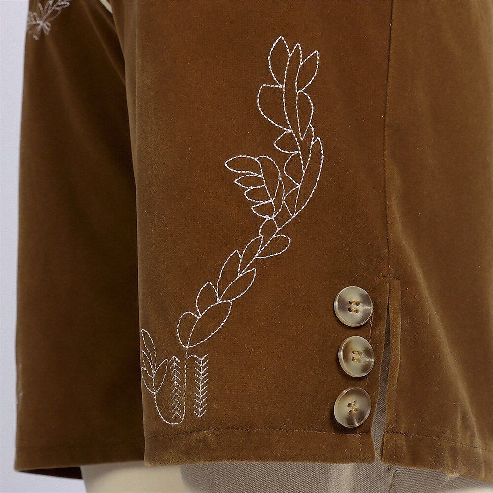 AlpenGeist – Pantalons de cuir per a home amb brodat – Aspecte de camussa marró Oktoberfest