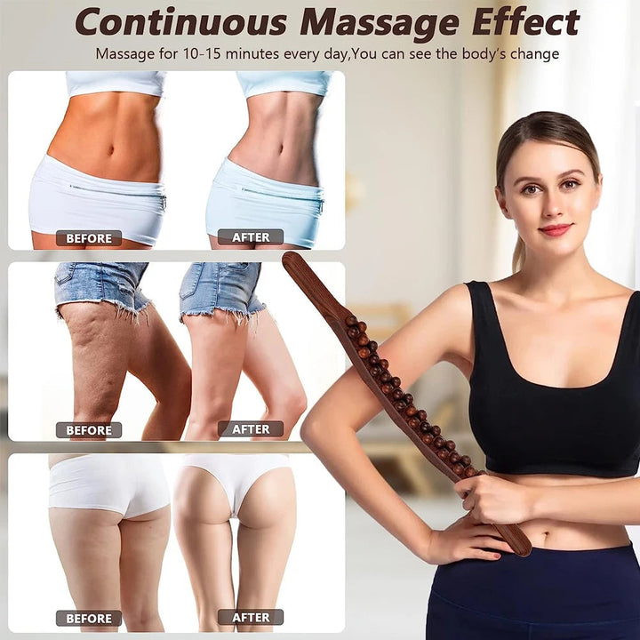 WoodRelief Pro Barra de Masaje – Barra Gua Sha de Madera para Relajación Muscular