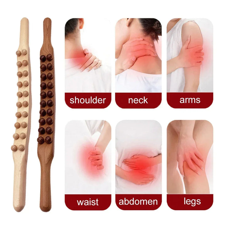 WoodRelief Pro Barra de Masaje – Barra Gua Sha de Madera para Relajación Muscular