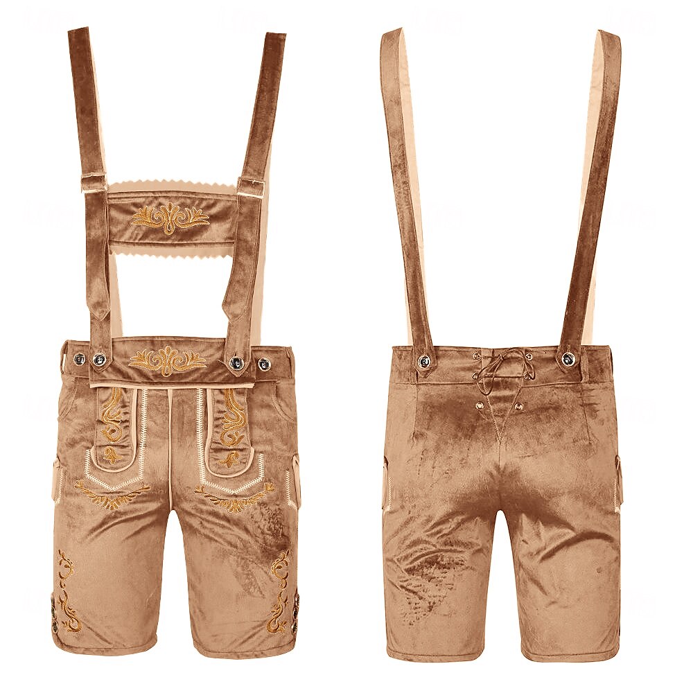 BergKraft – Pantalons curts de cuir per a home amb brodat – Negre o marró