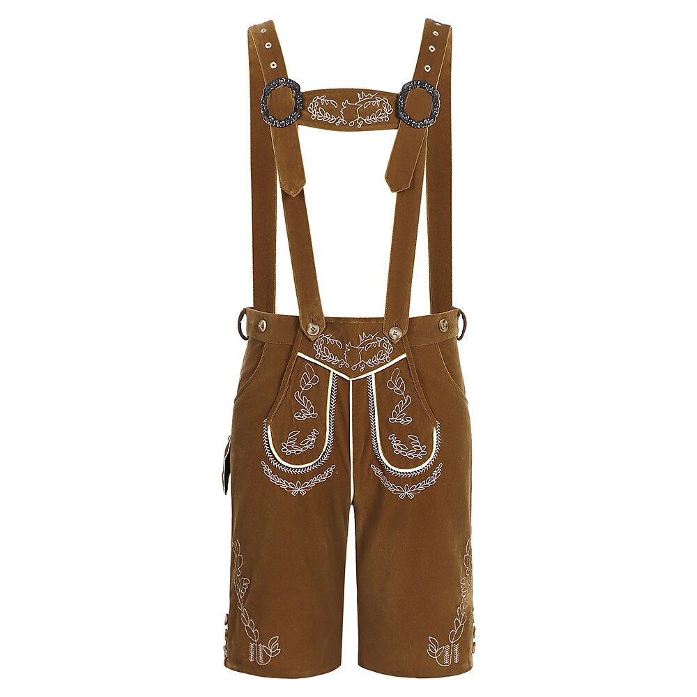 AlpenGeist – Pantalons de cuir per a home amb brodat – Aspecte de camussa marró Oktoberfest