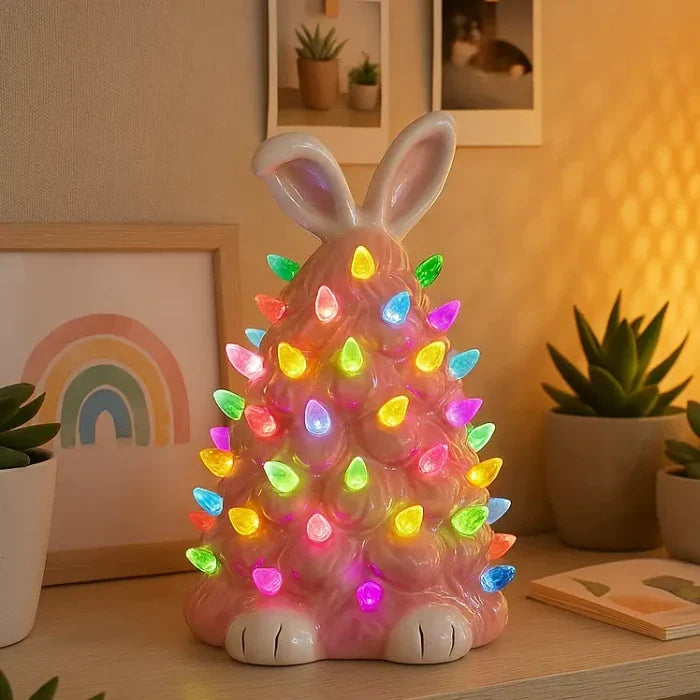 Pink Bunny Lamp – Soft Pink Rabbit Figure That Glows in Rainbow Colors Tevako