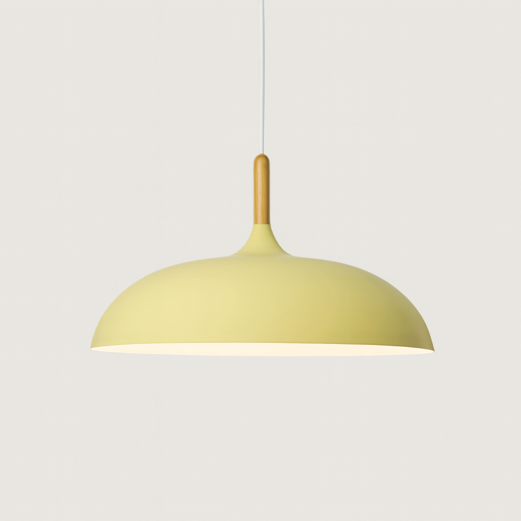 Coloria Pastel Hanglamp – Aluminium & Hout met Verstelbaar Snoer in Retro Design
